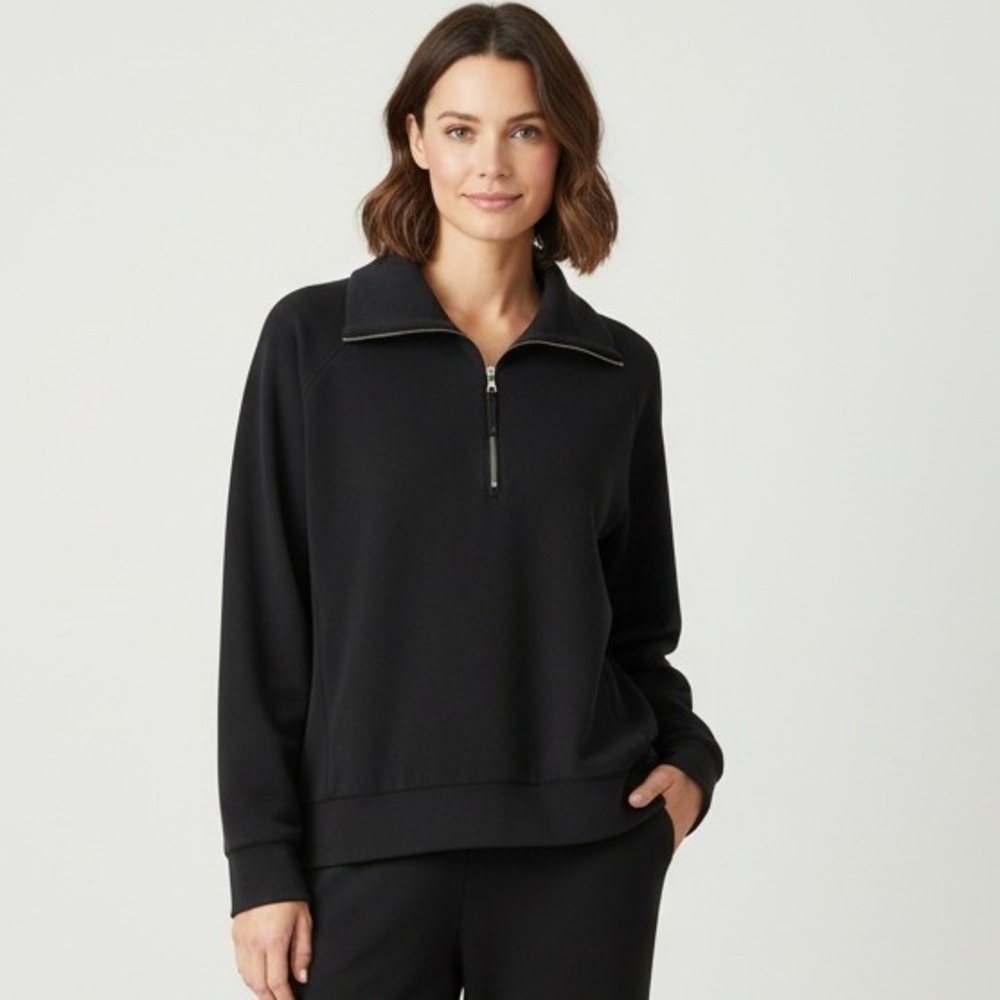 Spanx Airessentials Half Zip Pullover 3x Black Mo… - image 2